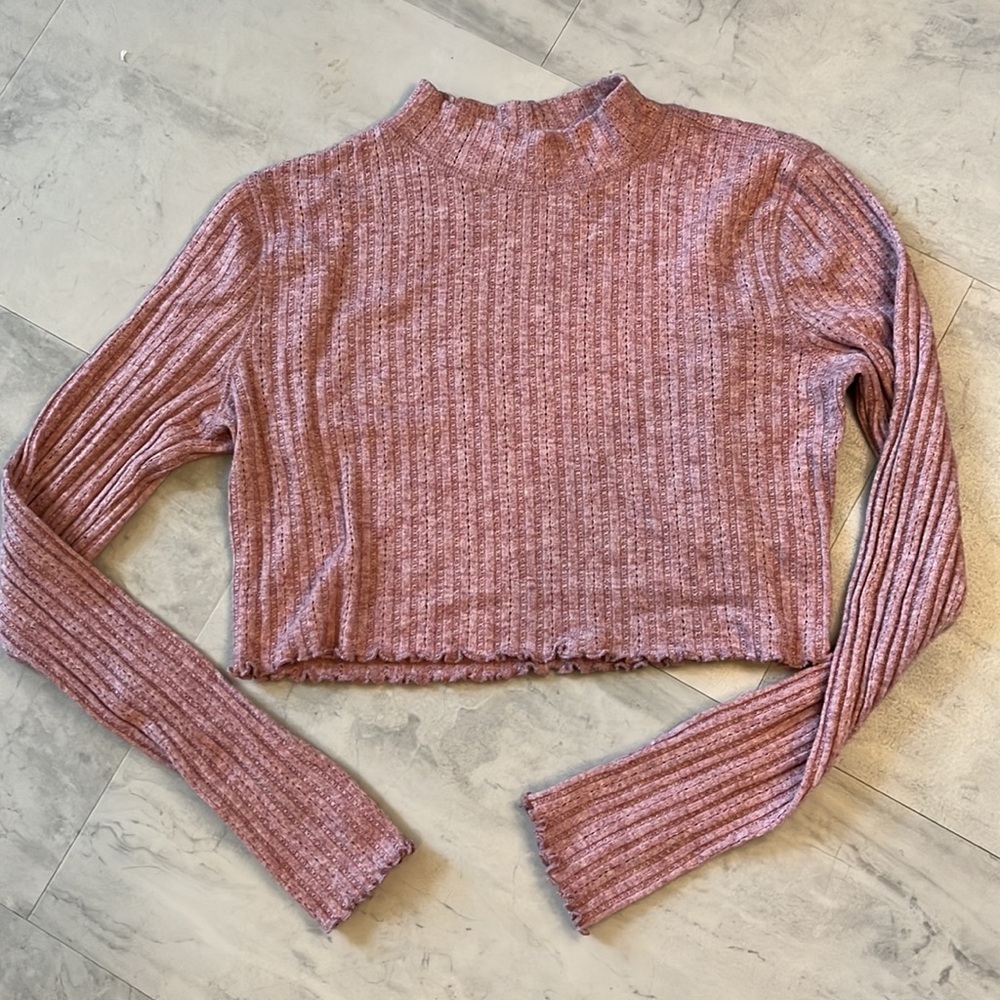 Aeropostale The OG Tee Collection Rose color Cropped long sleeve Tee size L